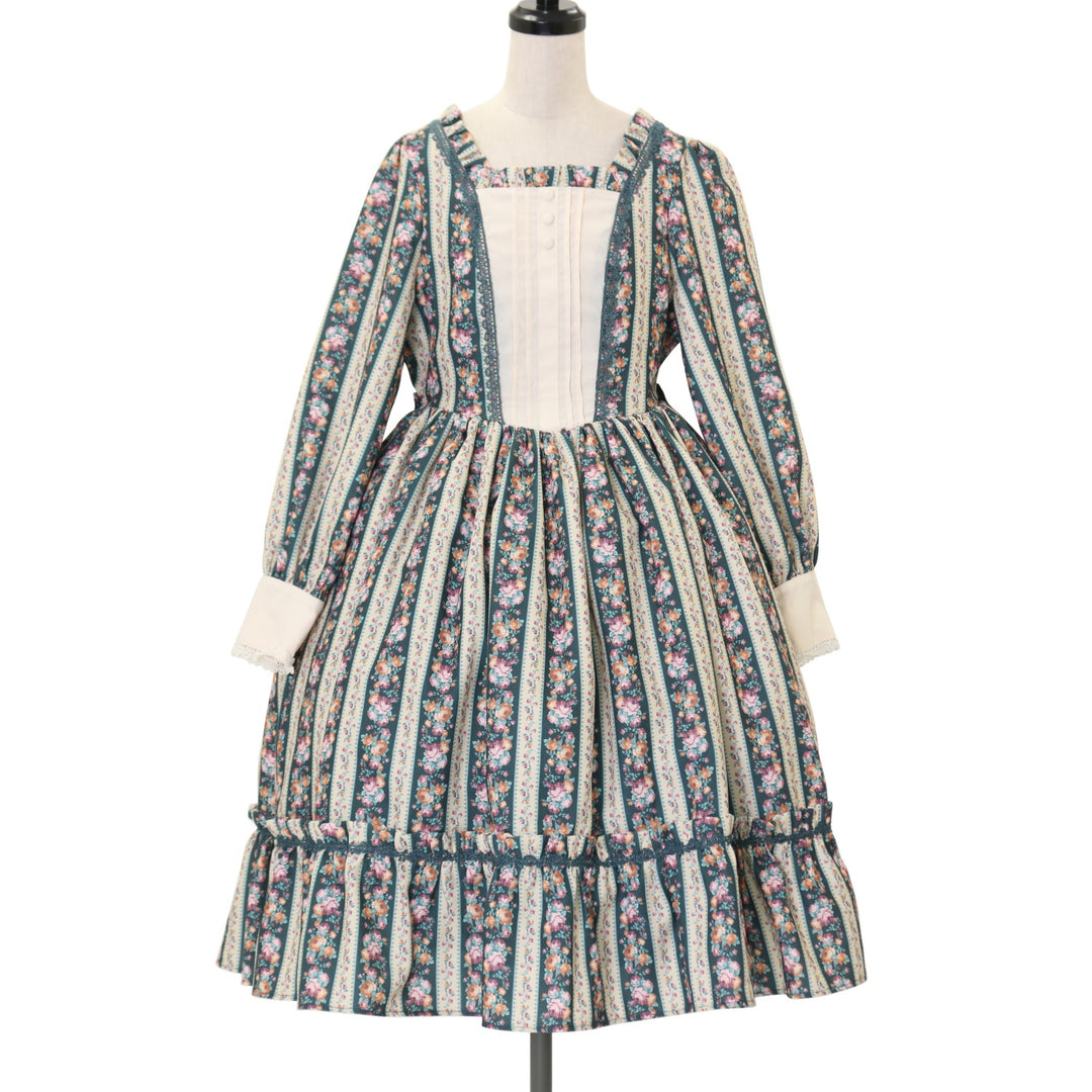 USED】【Mサイズ】ストライプローズ柄ワンピース | axes femme
