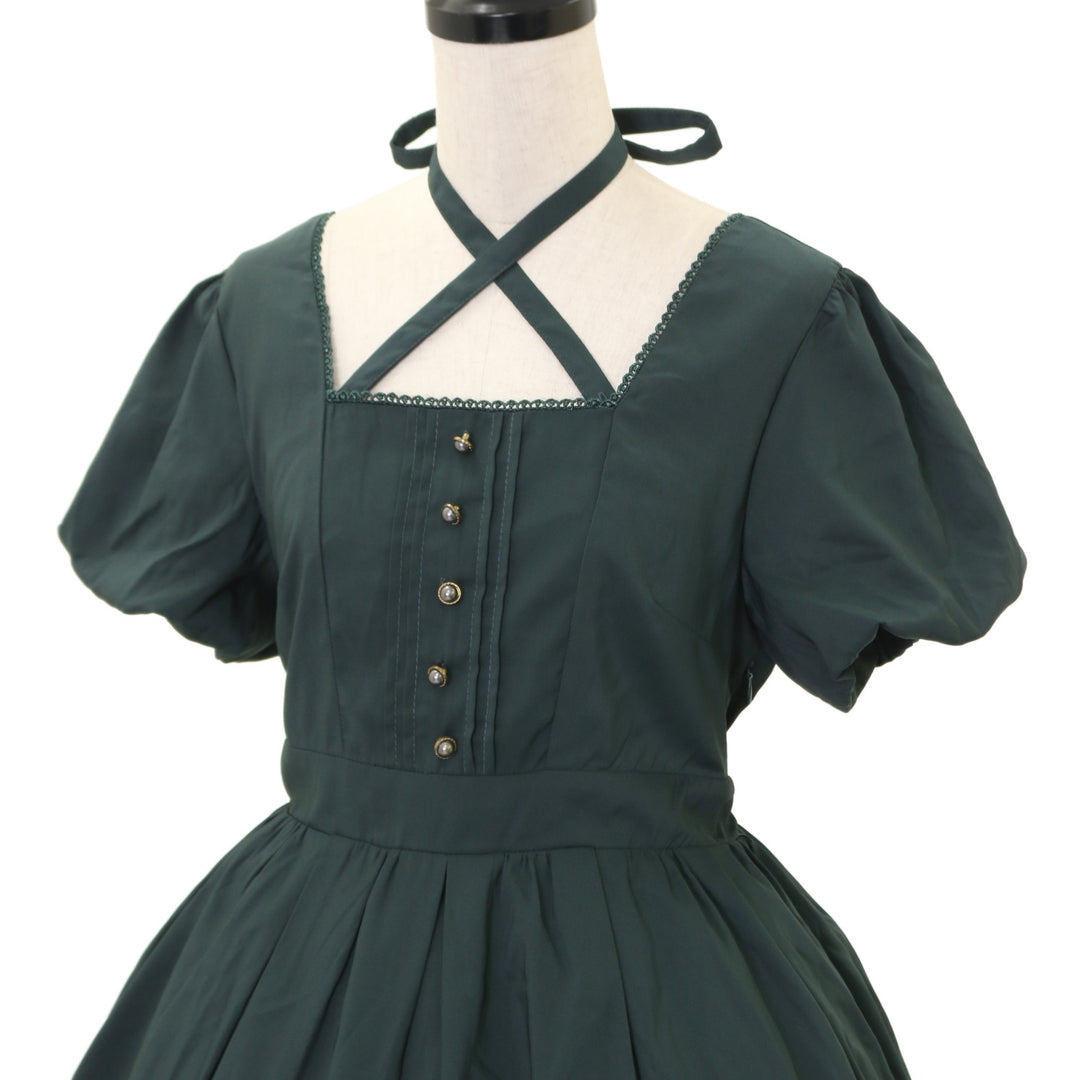 Amavel バルーンワンピース USED】Victorian Palaceお城プリント入りバルーンスリーブワンピース