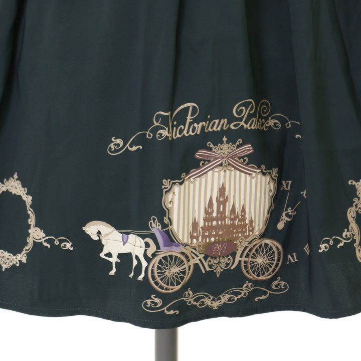 USED】Victorian Palaceお城プリント入りバルーンスリーブワンピース