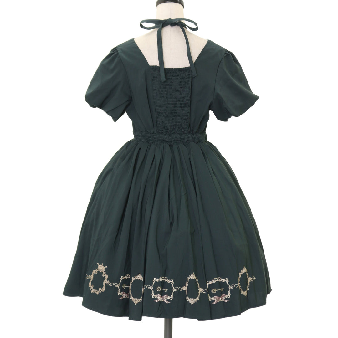 Amavel バルーンワンピース USED】Victorian Palaceお城プリント入りバルーンスリーブワンピース