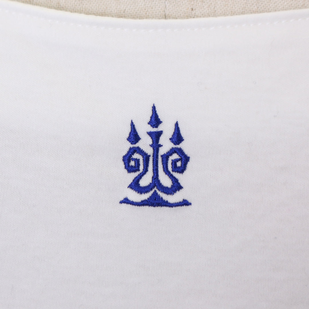 USED】燭台刺繍長袖カットソー（白×青） | Moi-même-Moitié Wunderwelt