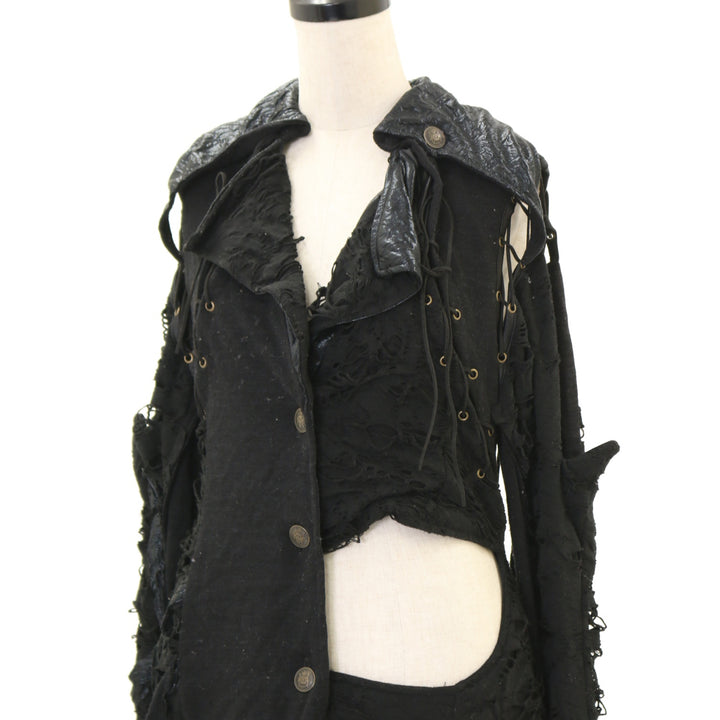USED】【DARK RED RUM/H.Jelly】クラッシュイレヘムロングカーディガン