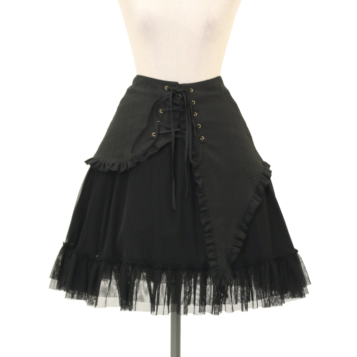 【タグ付き未使用】YEAH RIGHT! リネン 麻 リメイク 古着 スカート MAISON BREEZE Amu 【SETUP7】Frilled Skirt （チャコールグレー