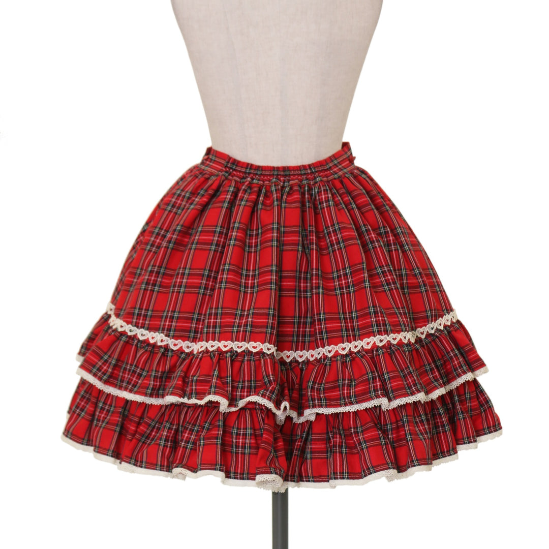 USED】タータンチェックハートポケットティアードスカート | Angelic
