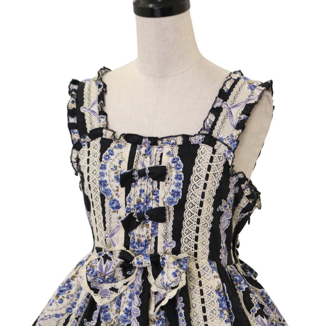 USED】ブーケ柄ハイウエストジャンパースカート | metamorphose