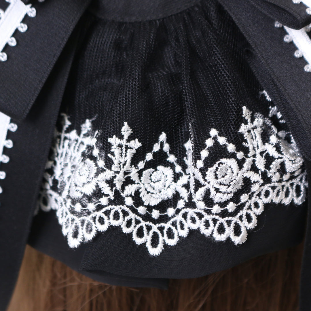 USED】Rose Garden丸型ヘッドドレス（ブラック×ホワイト） | Moi-même
