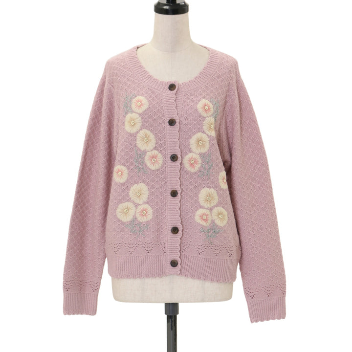【ほぼ新品】ピンクハウスPINKHOUSE◆まんまるコスモスモチーフカーディガン USED】まんまるコスモスモチーフカーディガン | PINK HOUSE