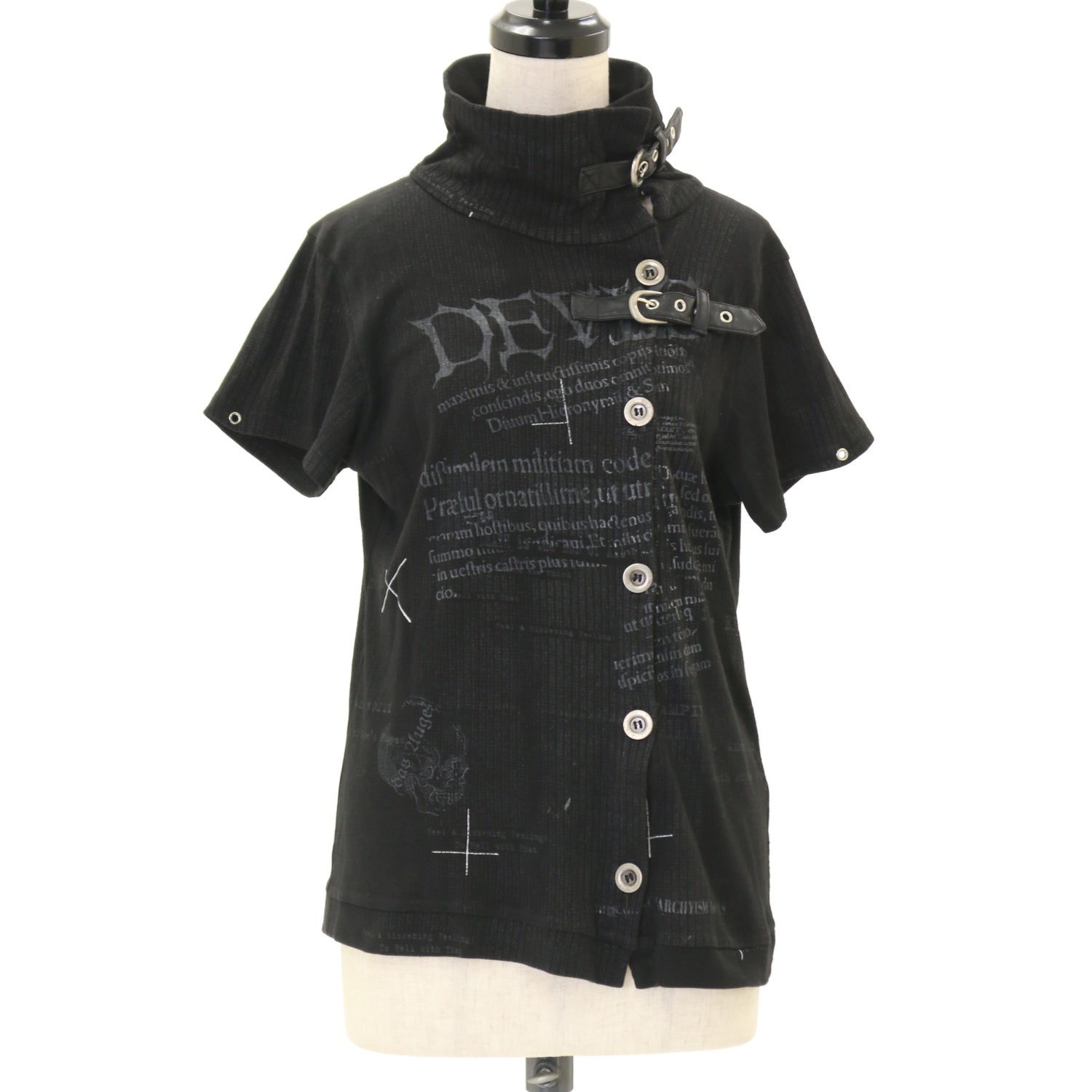 h.naoto Bloo 編み上げ　カットソー　蝶　トップス　ゴスロリ　姫袖 h.naoto - h.naoto Blood☆ゴシックトップス☆中古品 黒 BLACK