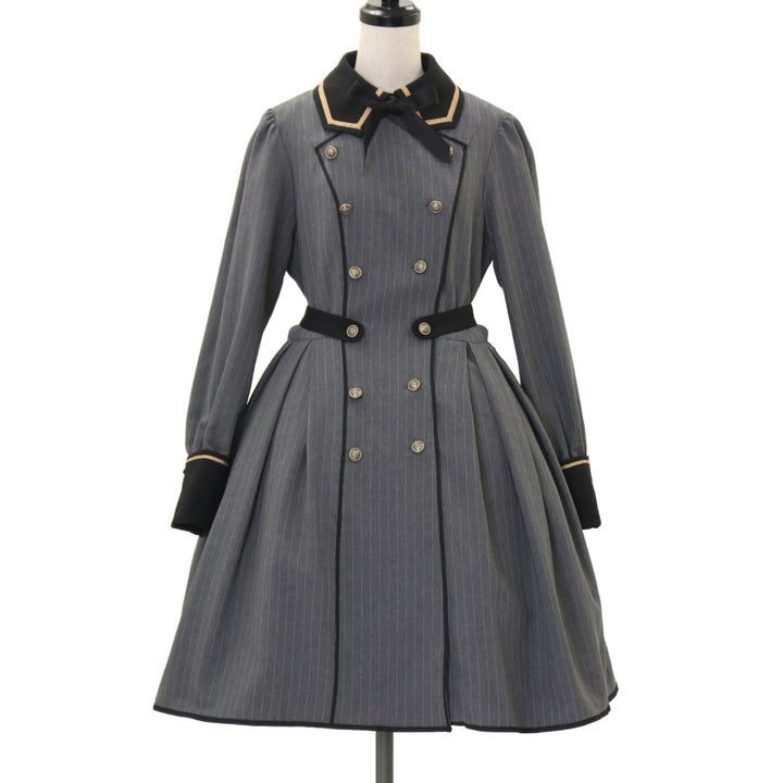 USED】【Mサイズ】ストライプコートワンピース（93cm丈