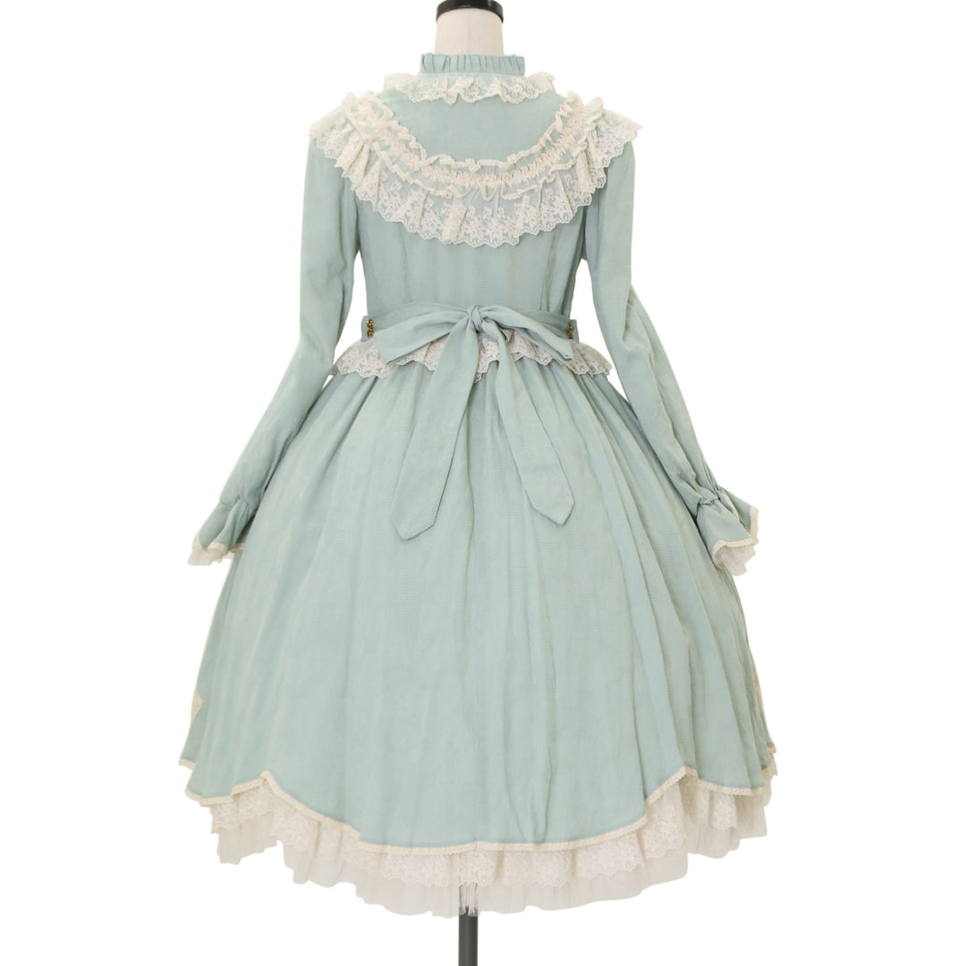 USED】【XSサイズ】リボンフローラ コットンレースロングワンピース