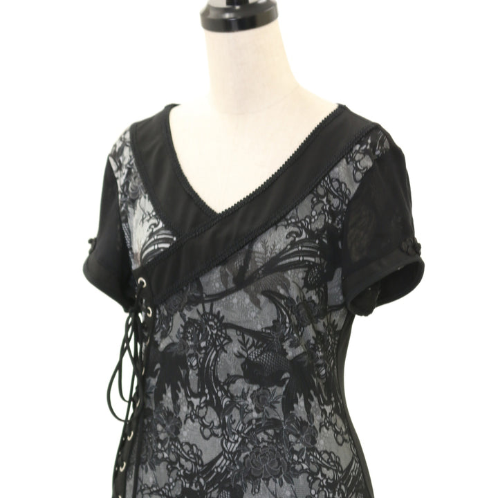 ozzon OZZ ONESTE カシュクール　黒 USED】ONESTE サイドレースアップカシュクールトップス | Ozz On