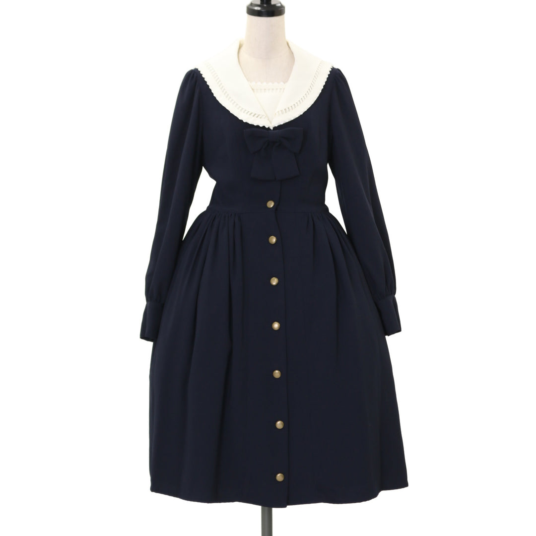 USED】【Mサイズ】ギャザーフレアーセーラーワンピース | Innocent