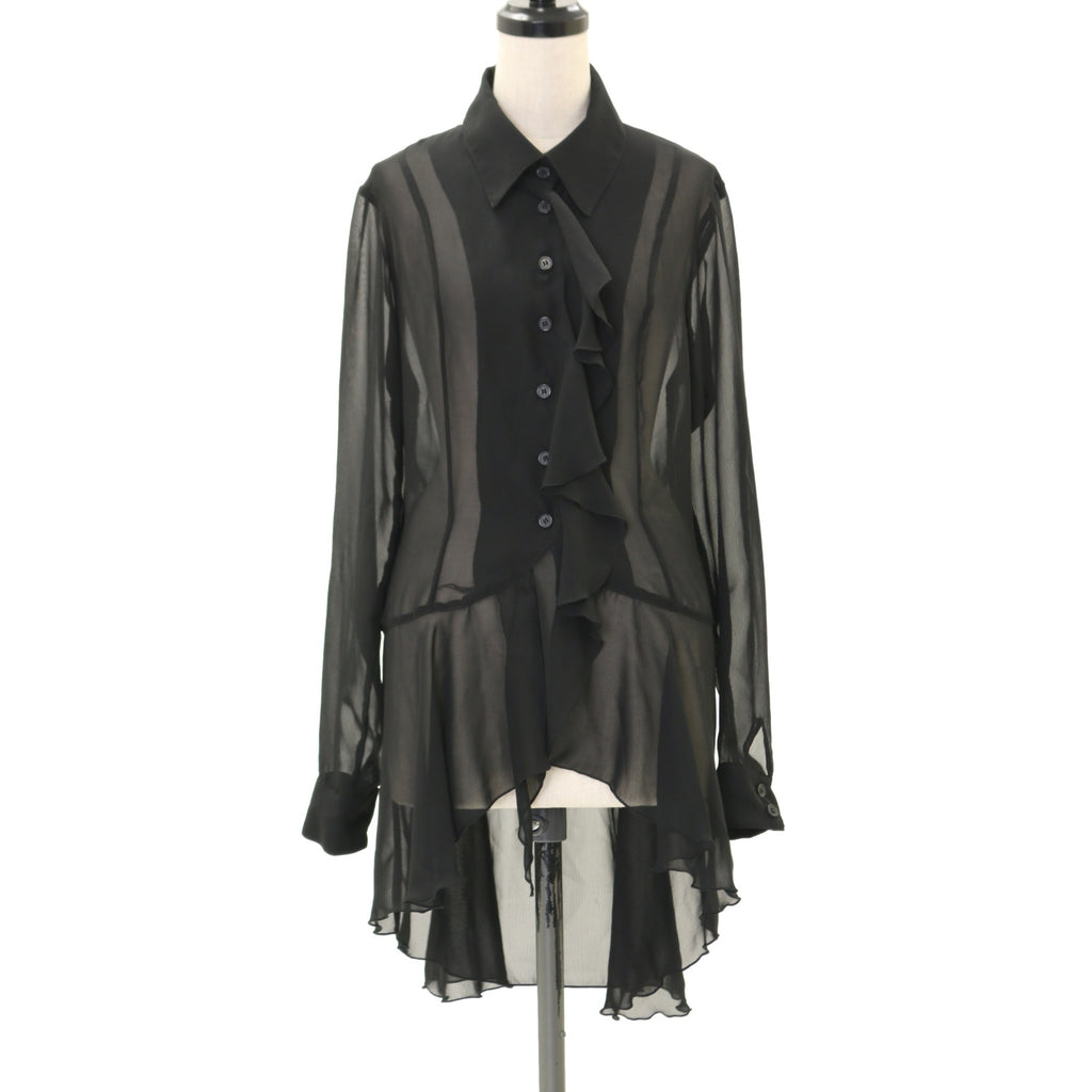 BLACK PEACE NOW * ブラウス USED】【Mサイズ】シフォンイレギュラーフリルブラウス | BLACK