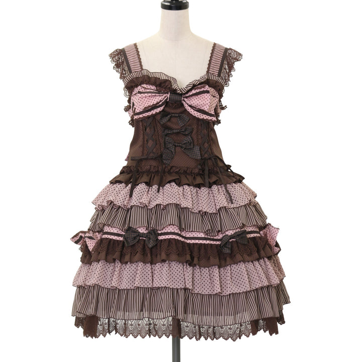 Chocolat ア・ラ・モードジャンパースカート ピンク×茶 BABY,THE USED】Chocolat ア・ラ・モードジャンパースカート | BABY, THE STARS