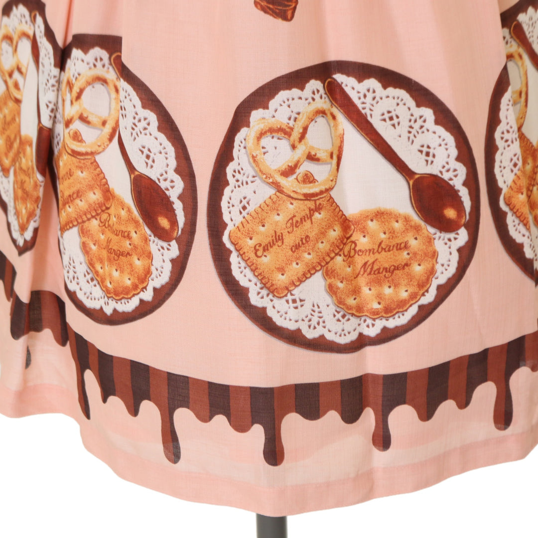 エミリーテンプルキュート☆ビスケット＆カトラリープリントノースリーブワンピース USED】ビスケット＆チョコプリントノースリーブワンピース | Emily