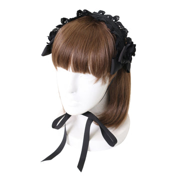 Angelic Pretty ハーフボンネット(黒) Classic Doll Half Bonnet (2023) by Angelic Pretty