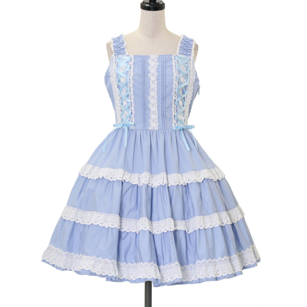 Bee My Sweet Honey柄ワンピース カチューシャ セット サックス BABY