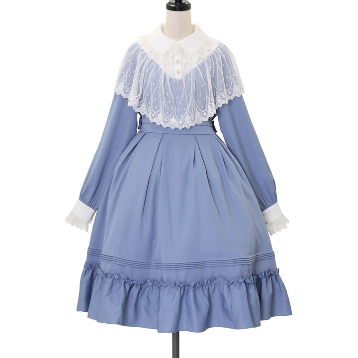 Amavel ケープワンピース 青 Amavel Pretty Flower ケープワンピース