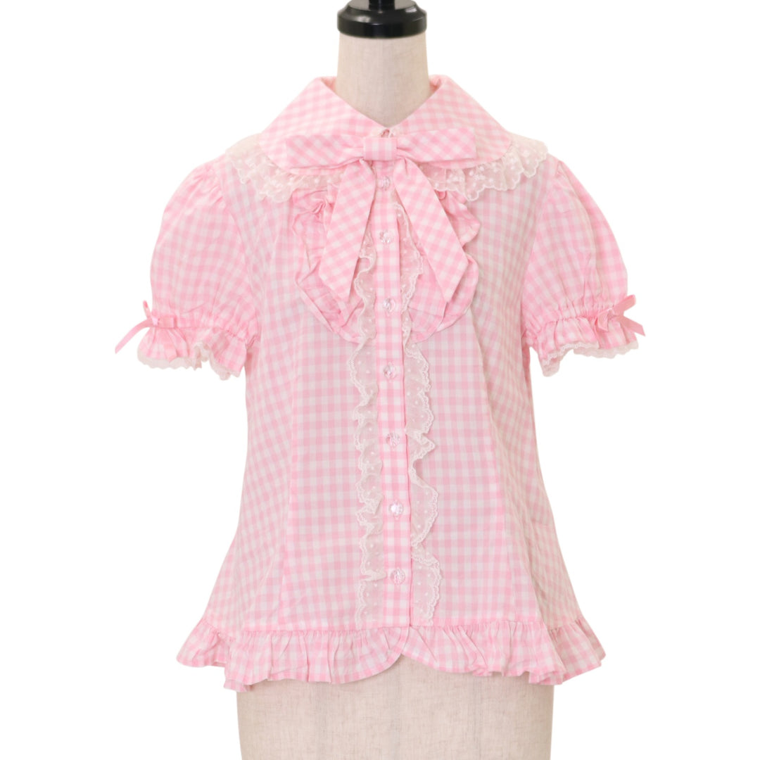 USED】ファンシーフリルギンガムブラウス | Angelic Pretty