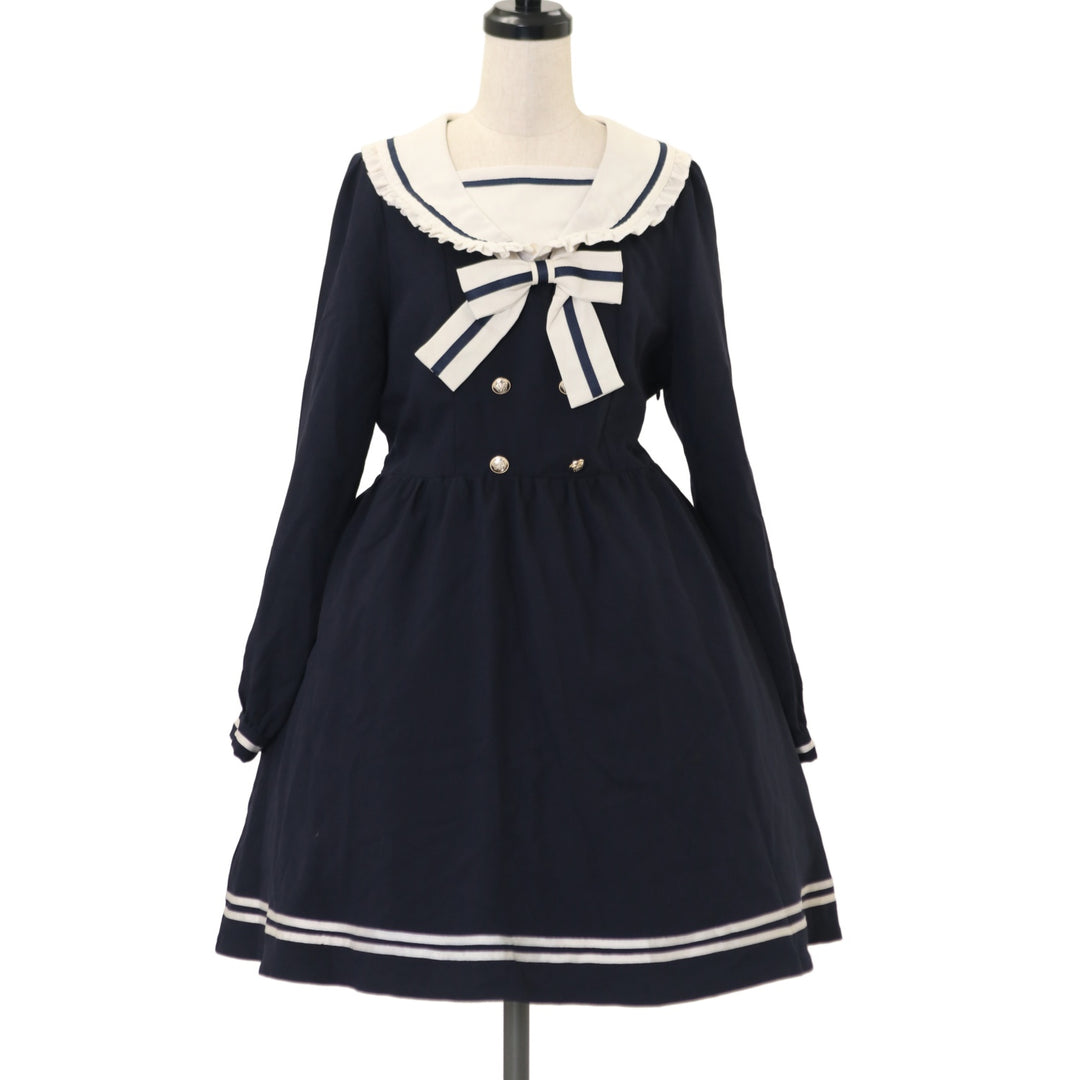 美品 ドゥロワー取扱 アトランティックアスコリ フリルカラーワンピース リボン 美品 ドゥロワー取扱 アトランティックアスコリ フリルカラー