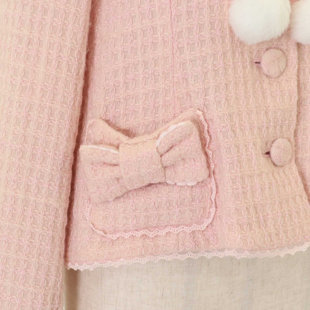 USED】ファンシーリボンショートコート(ラメワッフル) | Angelic