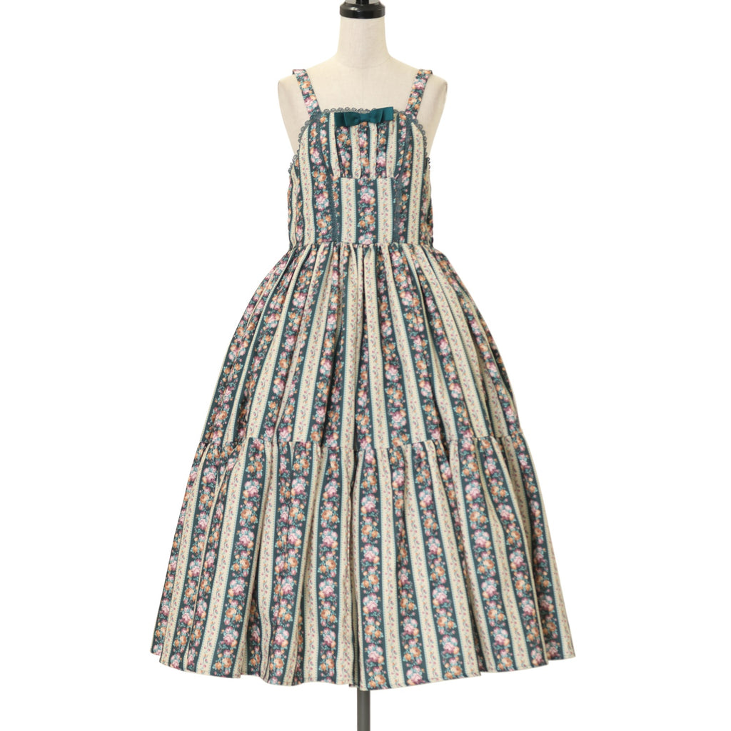 axes femme kawaii アンティークローズ柄ジャンスカ（キナリ） axes