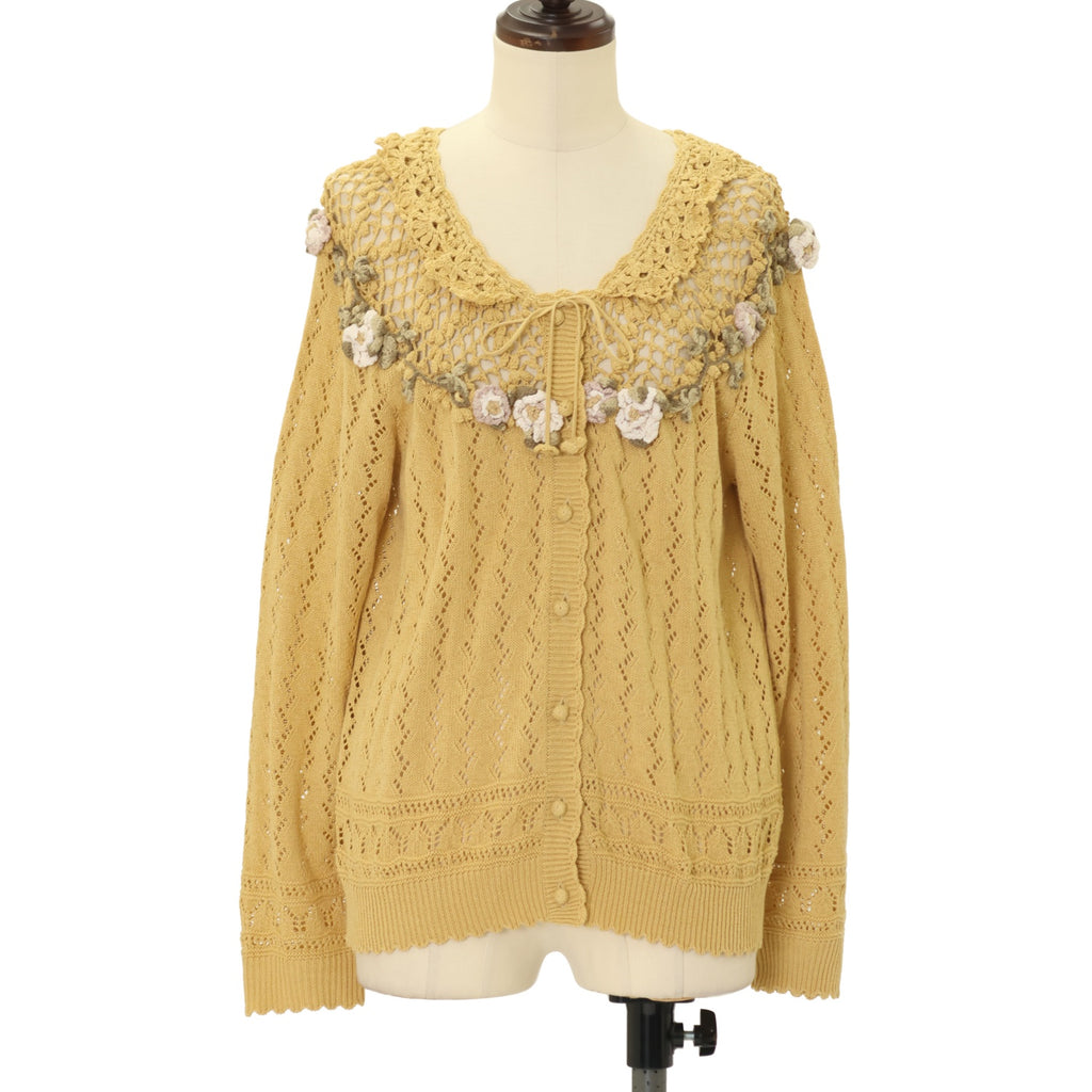 【 激レア 】 DAISY LOVERS / かぎ編み ニットワンピース y2k USED】お花モチーフかぎ編みレースニットカーディガン | PINK