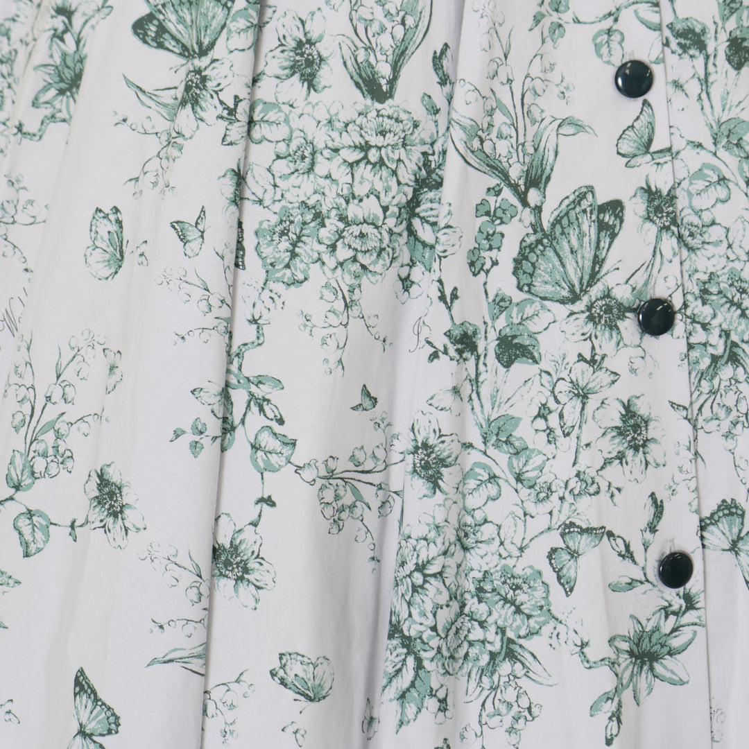 USED】【Mサイズ】木漏れ日の中の鈴蘭ワンピース（ダークグリーン