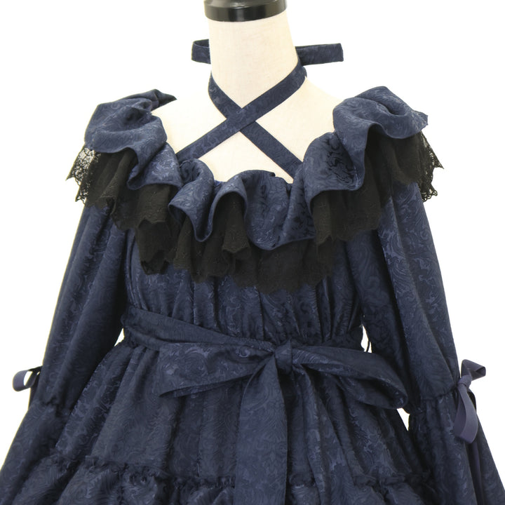 USED】【Vallée lys】Coquelicot Dress Mini Length Jacquard