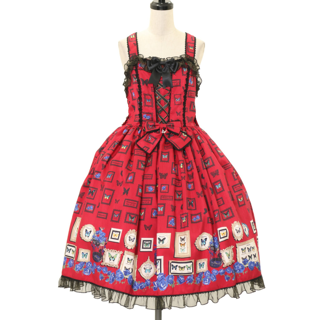 メタモルフォーゼ　Butterfly Museumレースアップジャンパースカート USED】Butterfly Museum レースアップジャンパースカート