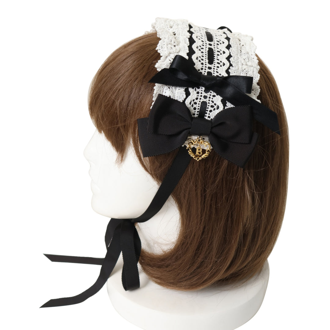 BABY プリンセスドロップヘッドドレス 黒白 未使用 ロリィタ タグ付き