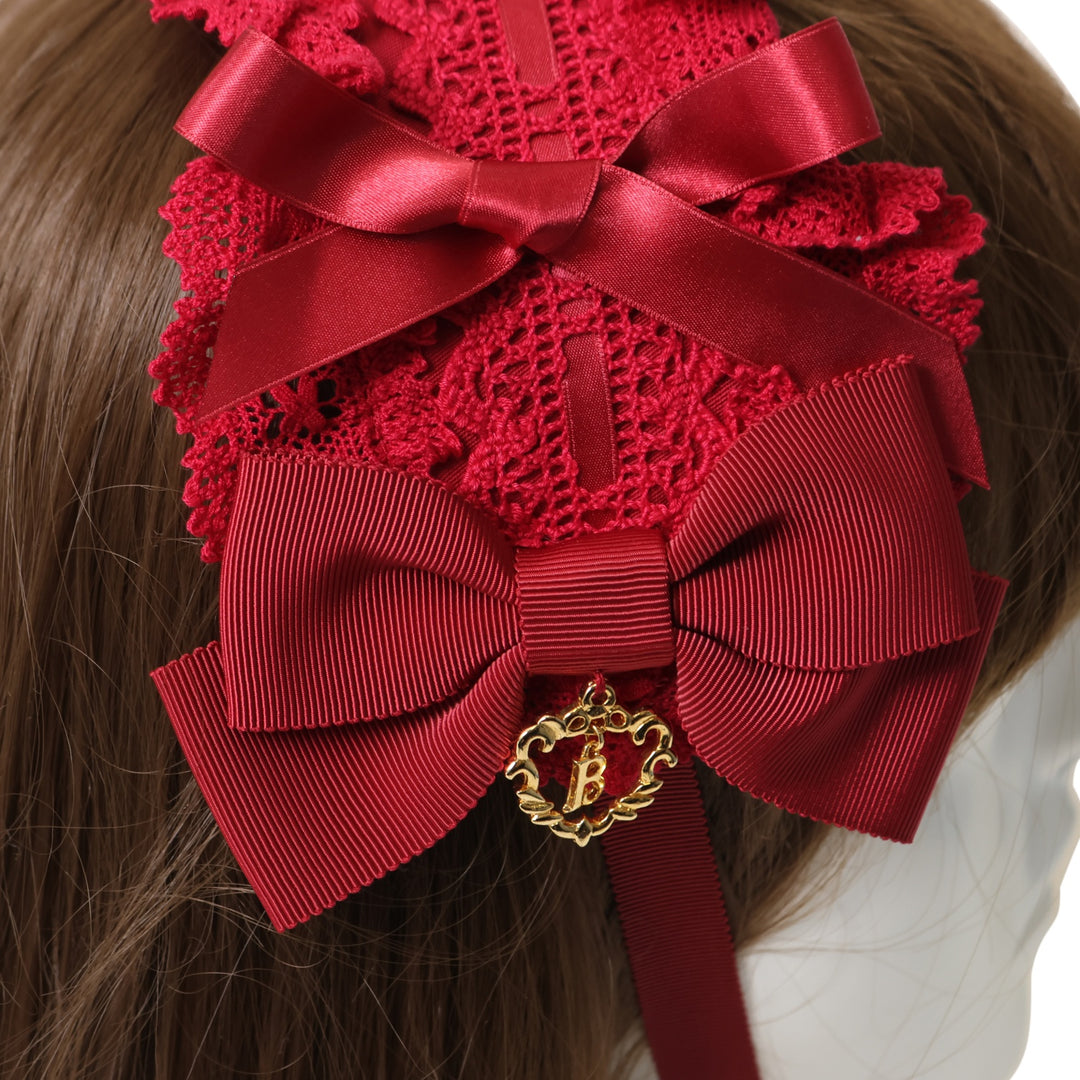 プリンセスドロップヘッドドレス エンジ×エンジ 赤 レッド ボルドー ロリータ USED】プリンセスドロップヘッドドレス（エンジ×エンジ） | BABY, THE
