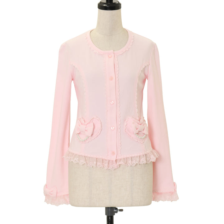 Angelic Pretty 旧タグ カーディガン ピンク USED】ハートポッケドレスアップカットカーディガン | Angelic