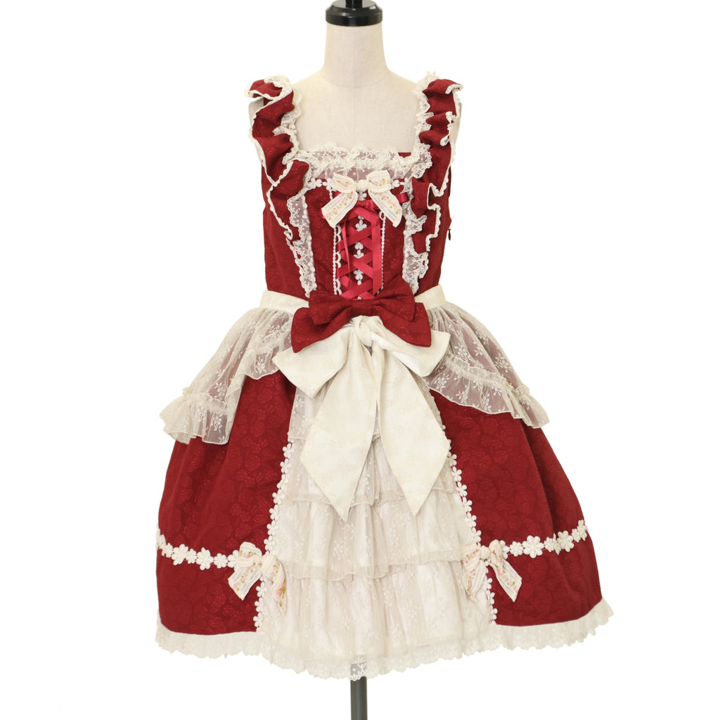 BABY グラスグリーンのpastoralお花摘みの少女 ジャンスカ&エプロン USED】グラスグリーンのPastoral お花摘みの少女ジャンパースカート