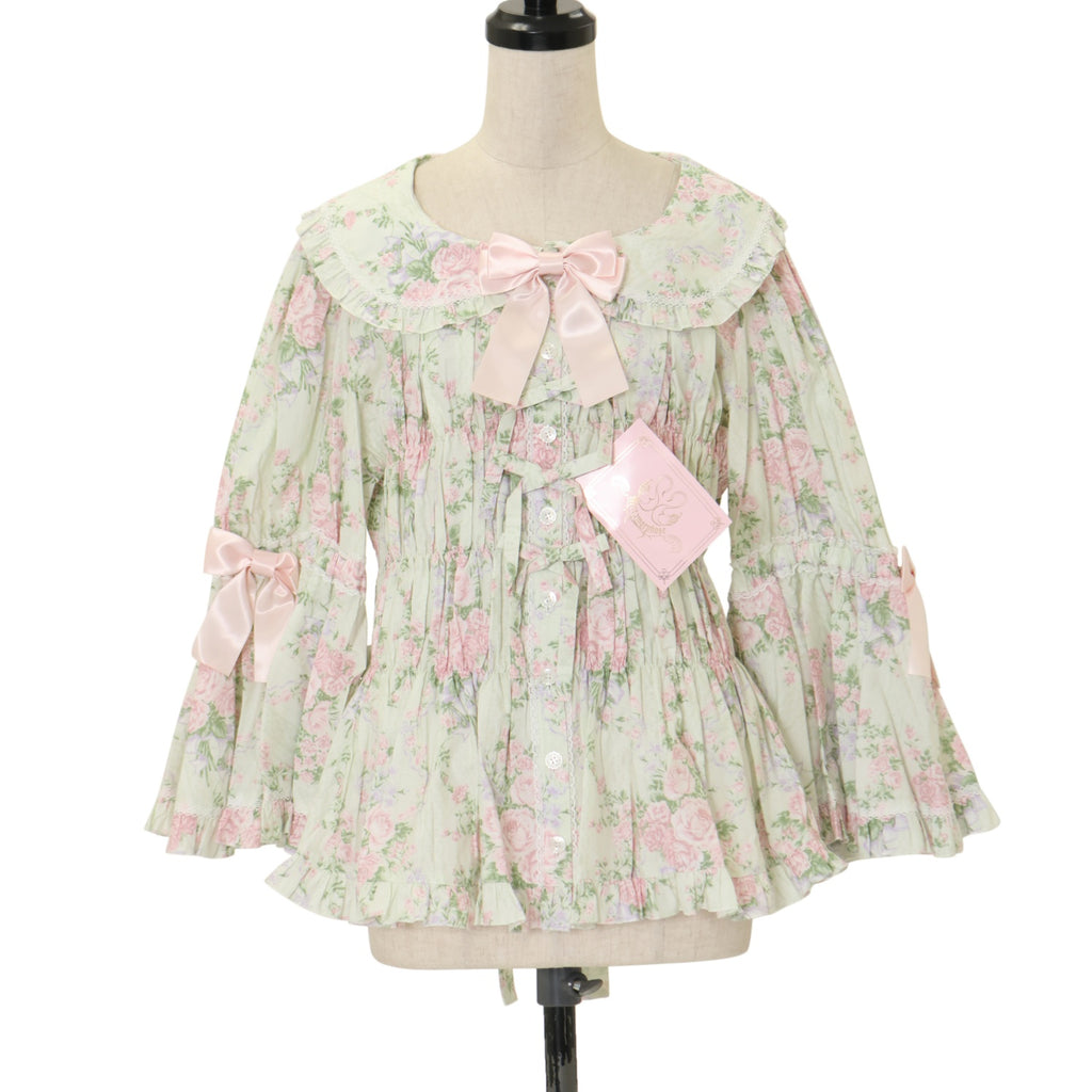 【morphose】　シャーロット丸襟姫袖ブラウス USED】【プラスサイズ】シャーロット丸襟姫袖ブラウス | metamorphose