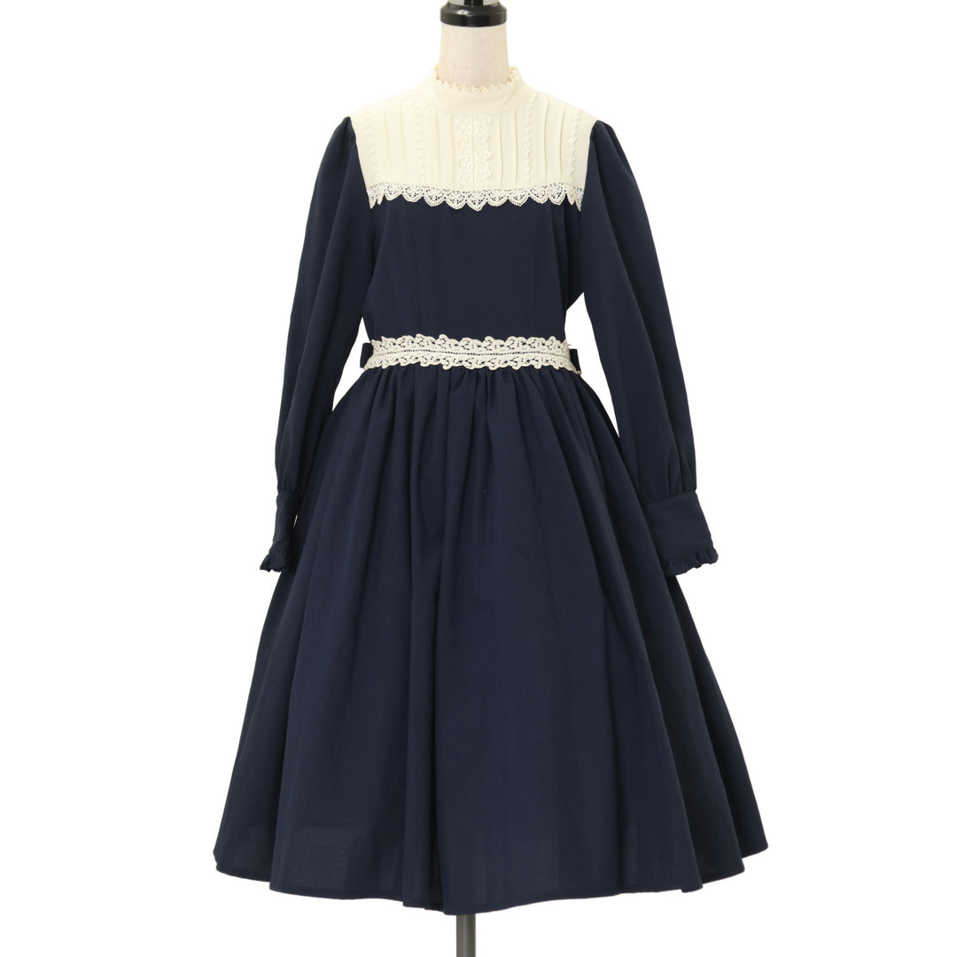 USED】【Lサイズ】スタンドカラーローズレースワンピース