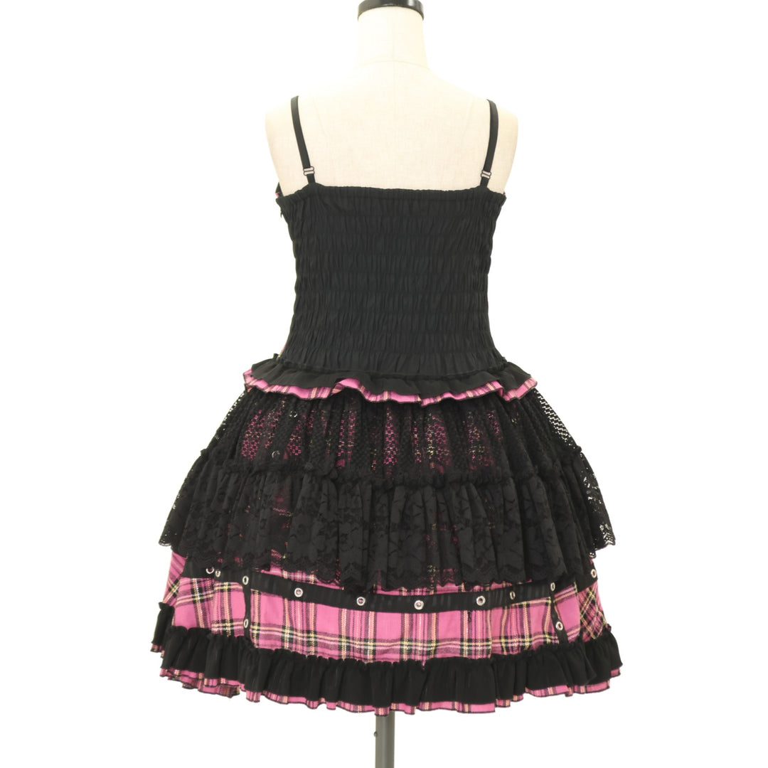 H.Jelly エイチナオト　ジャンパースカート　ワンピース　タータンチェック USED】H.Jelly タータンチェックティアードジャンパースカート | h