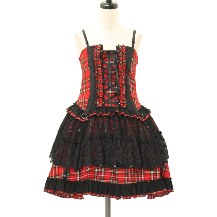 H.Jelly エイチナオト　ジャンパースカート　ワンピース　タータンチェック USED】H.Jelly タータンチェックティアードジャンパースカート | h