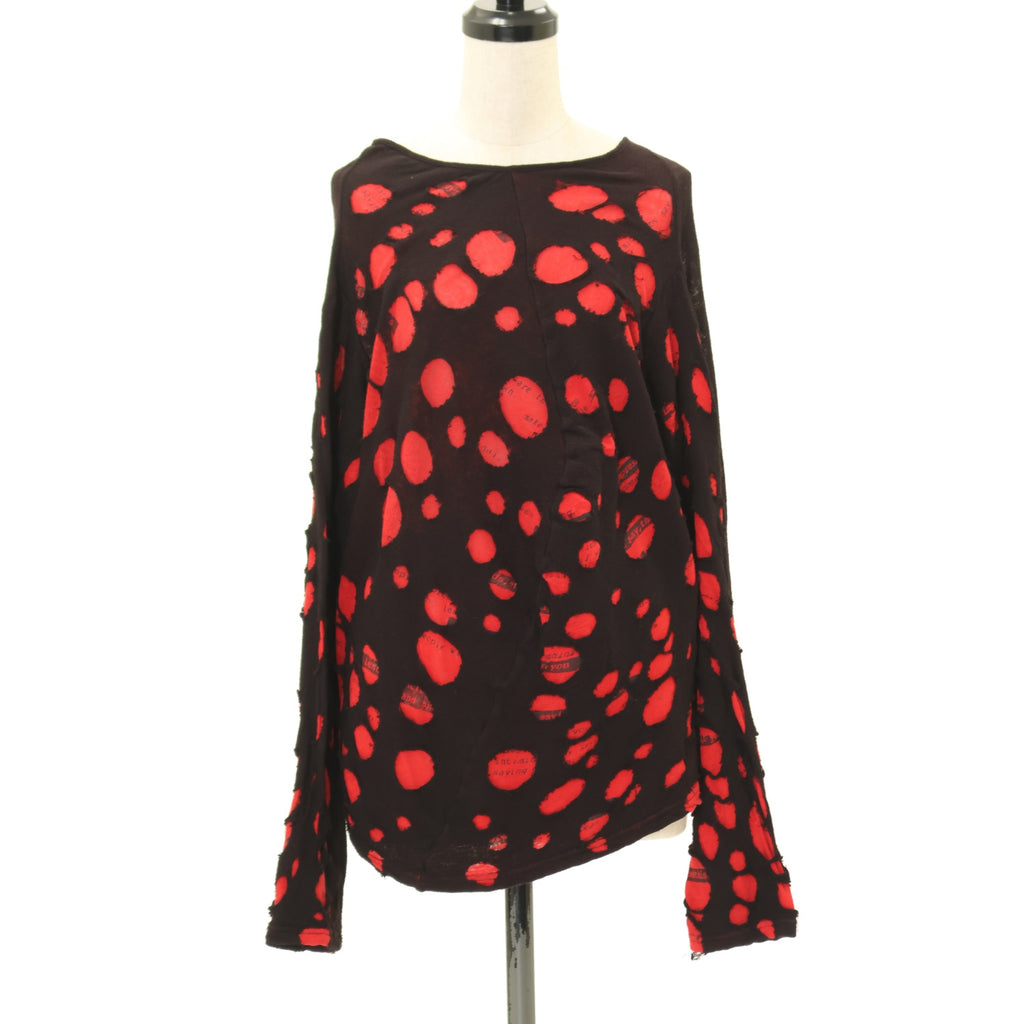 USED】【DARK RED RUM/H.Jelly】バックペイントクラッシュカットソー