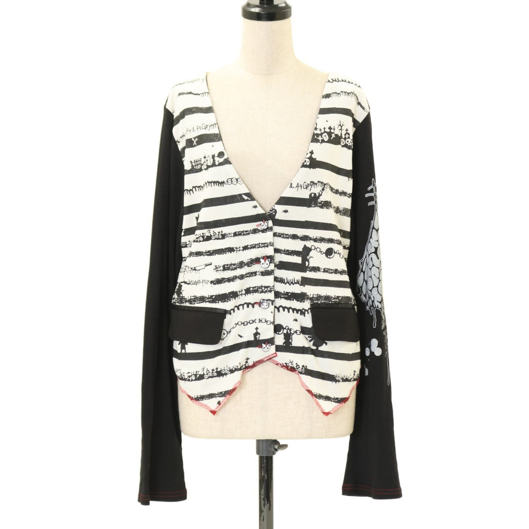 USED】HANGRY&ANGRY ボーダーステッチカーディガン | h.NAOTO