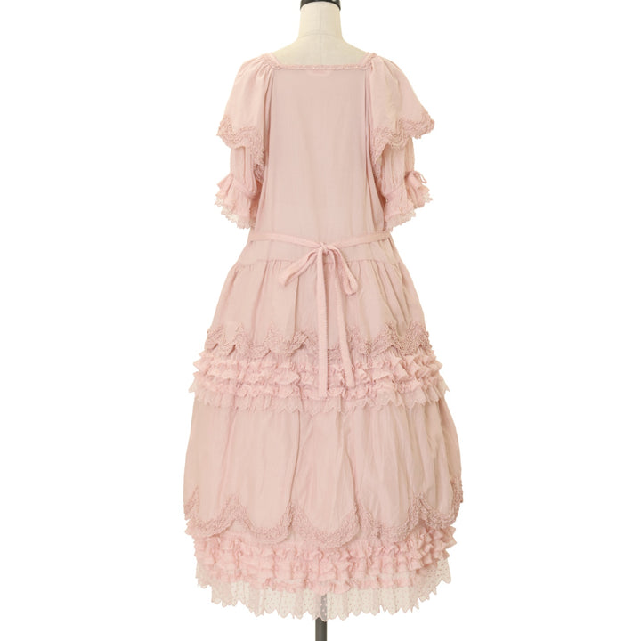 PINKHOUSE ドットチュール フロッキープリント ワンピース USED】フロッキードットチュール使いワンピース | PINK HOUSE