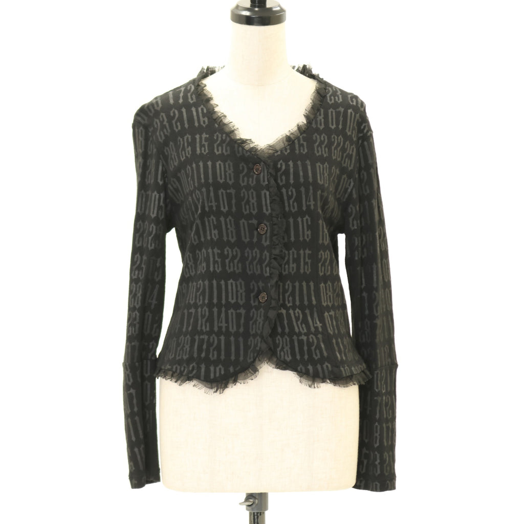 【ほぼ新品】レア h.NAOTO 初期 blood カットソーカーデ USED】Blood ナンバープリントガーゼフリルカーディガン | h.NAOTO