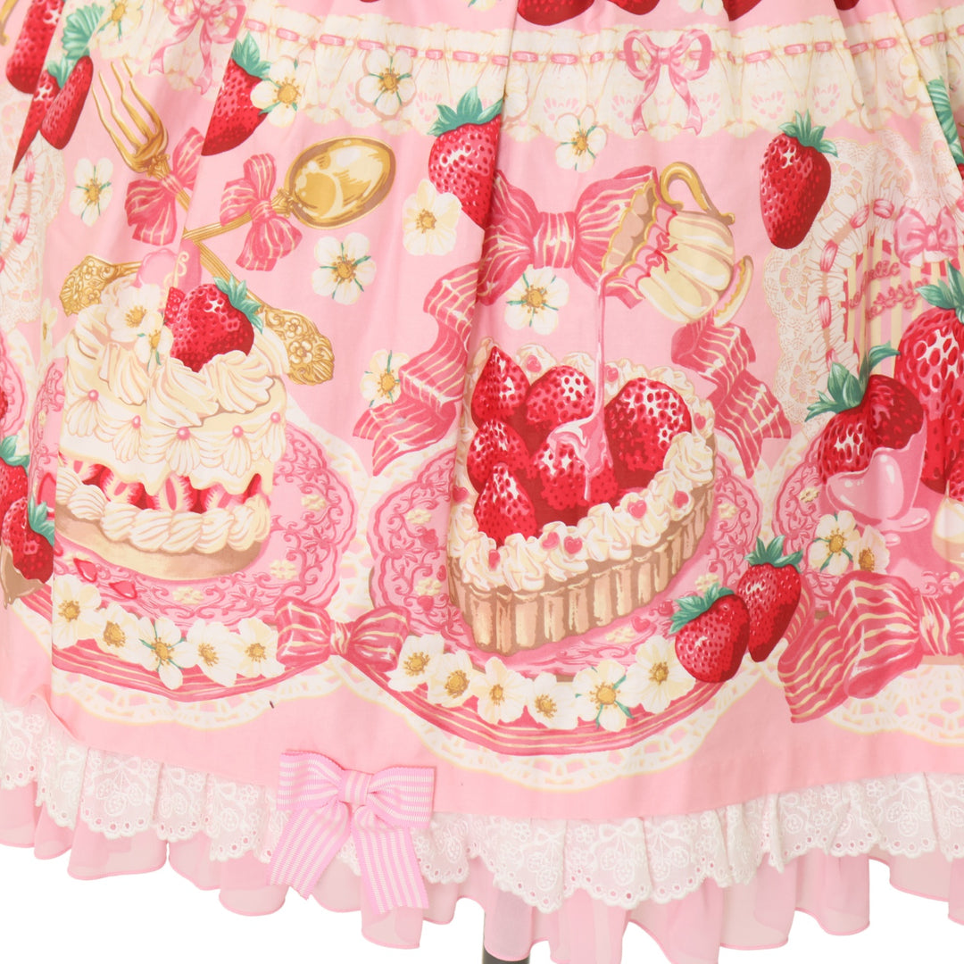 め*み様 strawberry cake party JSK KC ピンク strawberry cake party シャーリングJSK ピンク Angelic Pretty三宮店