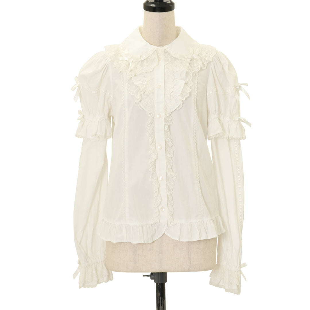 angelic pretty ティアラレースはしごリボン付け袖ブラウス USED】リリカルバニーレースはしごリボン付け袖ブラウス | Angelic