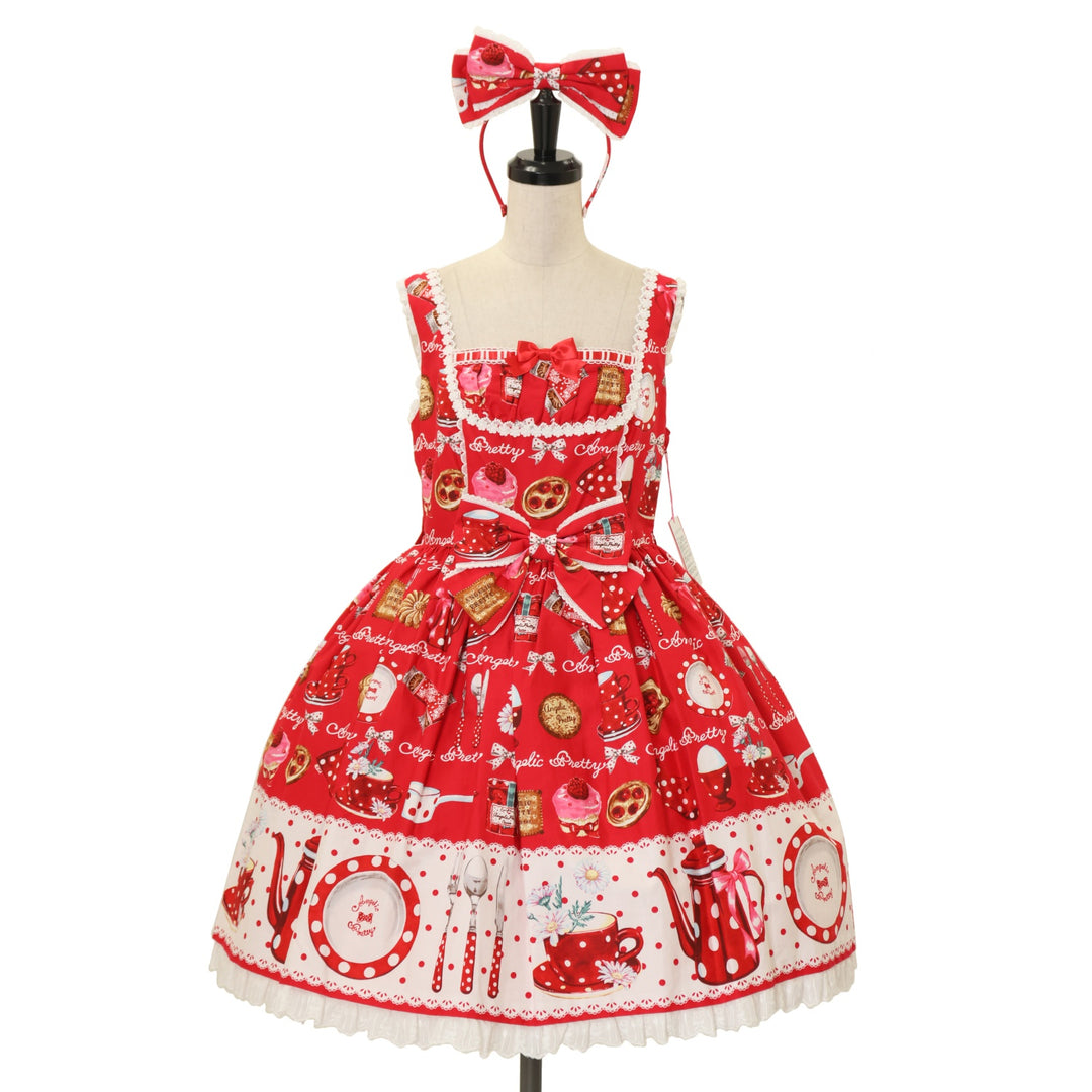 USED】French Cafe 切替ジャンパースカートSet | Angelic Pretty