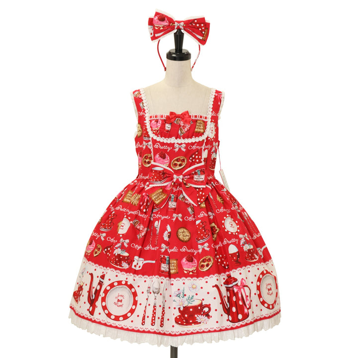 USED】French Cafe 切替ジャンパースカートSet | Angelic Pretty