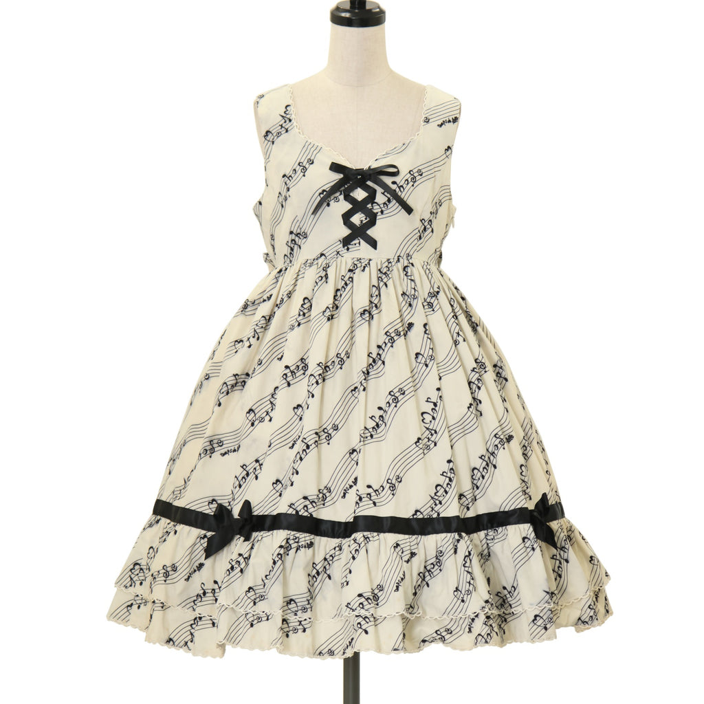 メタモルフォーゼ Melody Note ハイウエストジャンパースカート USED】Melody Note ハイウエストジャンパースカート | metamorphose