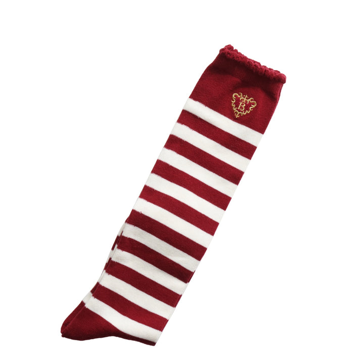 プリンセスドロップ刺繍ボーダーオーバーニーソックス USED】プリンセスドロップ刺繍ボーダーオーバーニーソックス | BABY