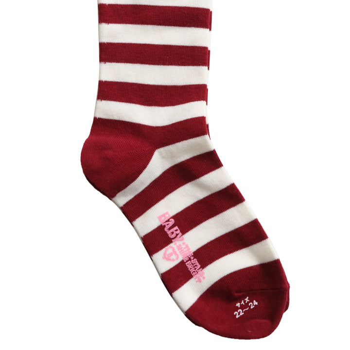 USED】プリンセスドロップ刺繍ボーダーオーバーニーソックス | BABY