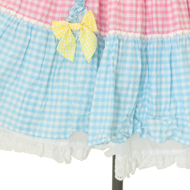 USED】ギンガム配色肩リボンジャンパースカート | Angelic Pretty